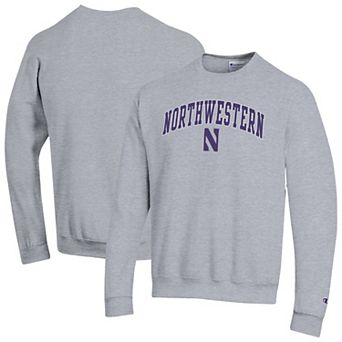 Men's Champion Heather Gray Northwestern Wildcats Arch Over Logo Pullover Sweatshirt