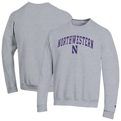 Men's Champion Heather Gray Northwestern Wildcats Arch Over Logo Pullover Sweatshirt