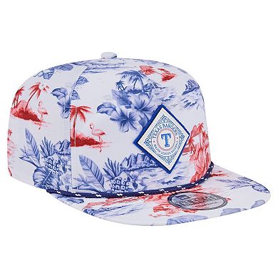 Men's New Era White Texas Rangers Printed Island Golfer Snapback Hat