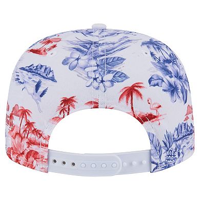 Men's New Era White Texas Rangers Printed Island Golfer Snapback Hat