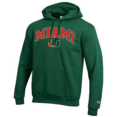Men's Champion Green Miami Hurricanes Arch Over Logo Pullover Hoodie