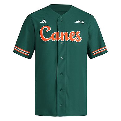 Men's adidas Green Miami Hurricanes Reversible Retro Full-Button Baseball Jersey