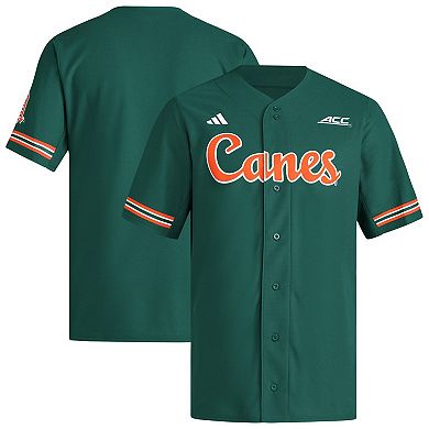 Men's adidas Green Miami Hurricanes Reversible Retro Full-Button Baseball Jersey