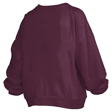 Women's Pressbox Maroon Virginia Tech Hokies Janise Arch Over Logo Waist Length Oversized Pullover Sweatshirt