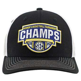 Unisex Zephyr Black/White South Carolina Gamecocks 2025 SEC Women's Basketball Conference Tournament Champions Locker Room Trucker Adjustable Hat