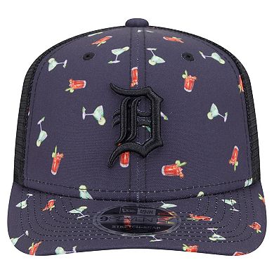 Men's New Era Black Detroit Tigers Adventure Drinks Pattern 9SEVENTY Stretch-Snap Hat