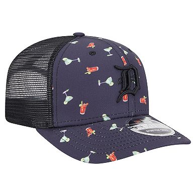 Men's New Era Black Detroit Tigers Adventure Drinks Pattern 9SEVENTY Stretch-Snap Hat
