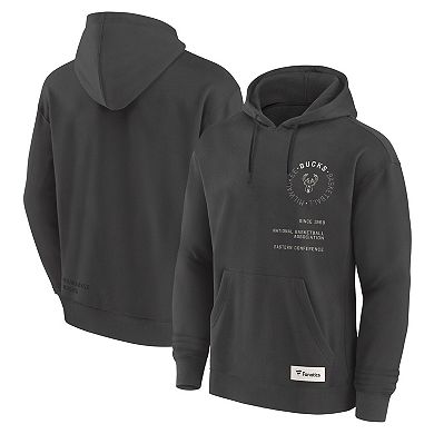 Men's Fanatics Gray Milwaukee Bucks Future Ground Info Elements Premium Pullover Hoodie