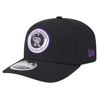 Men's New Era Black Colorado Rockies Circle Patch 9SEVENTY Stretch-Snap Hat