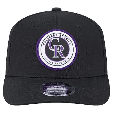 Men's New Era Black Colorado Rockies Circle Patch 9SEVENTY Stretch-Snap Hat