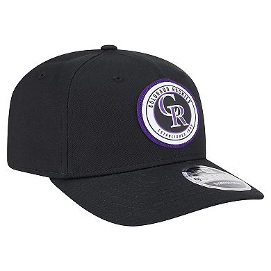 Men's New Era Black Colorado Rockies Circle Patch 9SEVENTY Stretch-Snap Hat