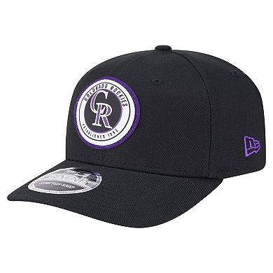 Men's New Era Black Colorado Rockies Circle Patch 9SEVENTY Stretch-Snap Hat