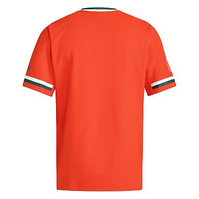 Men's adidas Orange Miami Hurricanes V-Neck Baseball Jersey