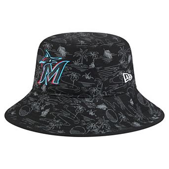Men's New Era Black Miami Marlins 2025 Spring Training All Over Print Bucket Hat