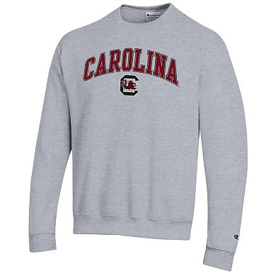 Men's Champion Heather Gray South Carolina Gamecocks Arch Over Logo Pullover Sweatshirt