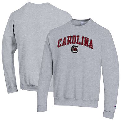 Men's Champion Heather Gray South Carolina Gamecocks Arch Over Logo Pullover Sweatshirt