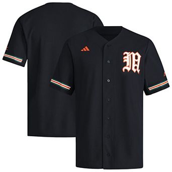 Men's adidas Black Miami Hurricanes V-Neck Baseball Jersey