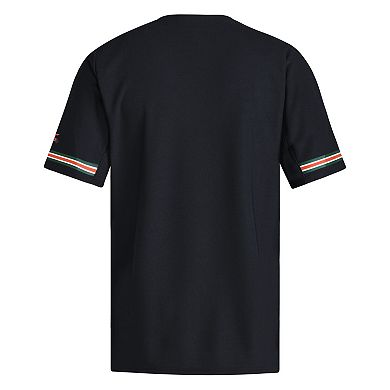 Men's adidas Black Miami Hurricanes V-Neck Baseball Jersey