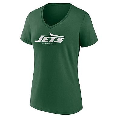 Women's Fanatics Green New York Jets Team Lock-Up V-Neck T-Shirt