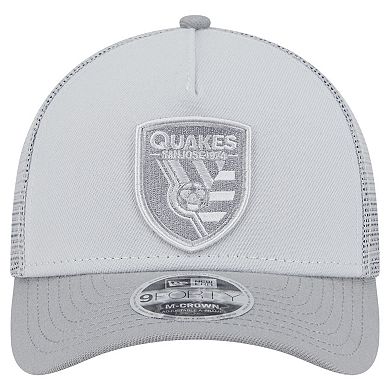 Men's New Era Gray San Jose Earthquakes Color Pack 9FORTY A-Frame Adjustable Trucker Hat