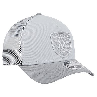 Men's New Era Gray San Jose Earthquakes Color Pack 9FORTY A-Frame Adjustable Trucker Hat