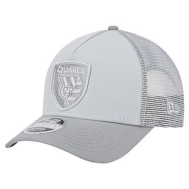 Men's New Era Gray San Jose Earthquakes Color Pack 9FORTY A-Frame Adjustable Trucker Hat