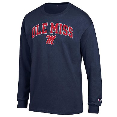 Men's Champion Navy Ole Miss Rebels Arch Over Logo Long Sleeve T-Shirt