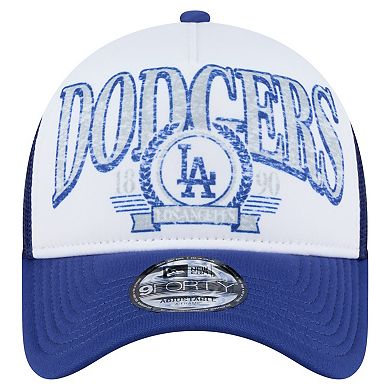 Men's New Era White/Royal Los Angeles Dodgers Trucker A-Frame 9FORTY Adjustable Hat