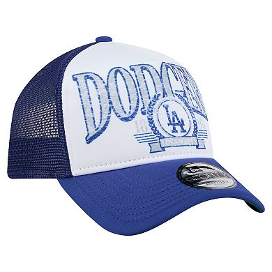 Men's New Era White/Royal Los Angeles Dodgers Trucker A-Frame 9FORTY Adjustable Hat