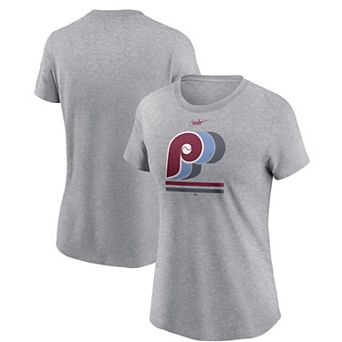 Women's Nike Heather Gray Philadelphia Phillies Logo T-Shirt