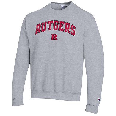 Men's Champion Heather Gray Rutgers Scarlet Knights Arch Over Logo Pullover Sweatshirt