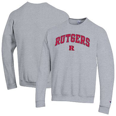 Men's Champion Heather Gray Rutgers Scarlet Knights Arch Over Logo Pullover Sweatshirt