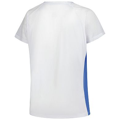 Women's Fanatics White Detroit Lions Plus Size Glitter Lace-Up V- Neck T-Shirt