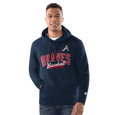 Men's Starter Navy Atlanta Braves Classic Pullover Hoodie