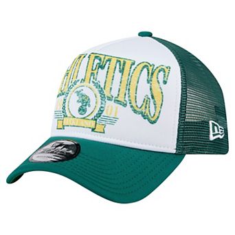 Men's New Era White/Kelly Green Oakland Athletics Cooperstown Collection Trucker A-Frame 9FORTY Adjustable Hat