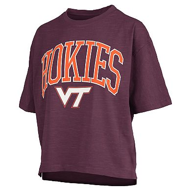 Women's Pressbox Maroon Virginia Tech Hokies Nelson Arch Over Logo Waist Length Oversized Slub T-Shirt