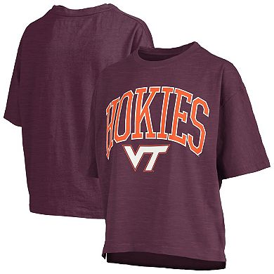 Women's Pressbox Maroon Virginia Tech Hokies Nelson Arch Over Logo Waist Length Oversized Slub T-Shirt