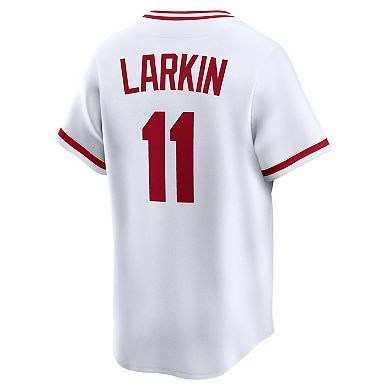 Men's Nike Barry Larkin White Cincinnati Reds Throwback Cooperstown Collection Limited Jersey