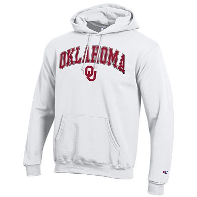 Men's Champion White Oklahoma Sooners Arch Over Logo Pullover Hoodie
