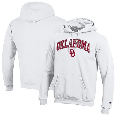 Men's Champion White Oklahoma Sooners Arch Over Logo Pullover Hoodie