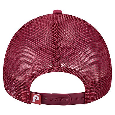 Men's New Era Red Philadelphia Phillies Distressed 9FORTY A-Frame Adjustable Trucker Hat