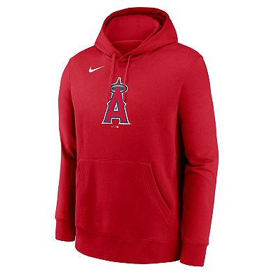 Men's Nike Red Los Angeles Angels Logo Club Fleece Pullover Hoodie