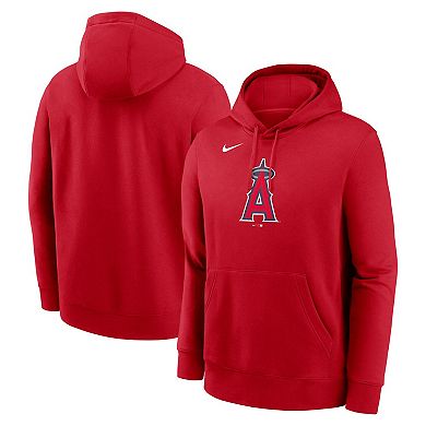 Men's Nike Red Los Angeles Angels Logo Club Fleece Pullover Hoodie