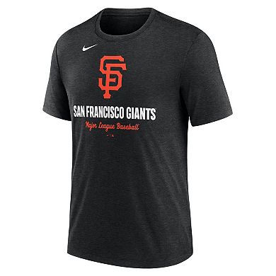 Men's Nike Heather Black San Francisco Giants Logo Tri-Blend T-Shirt