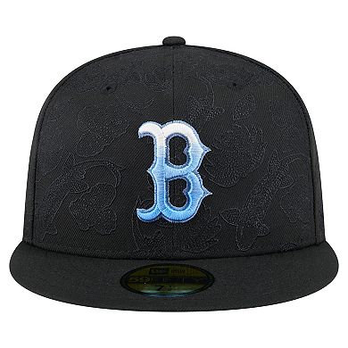 Men's New Era Black Boston Red Sox Tonal Koi 59FIFTY Fitted Hat