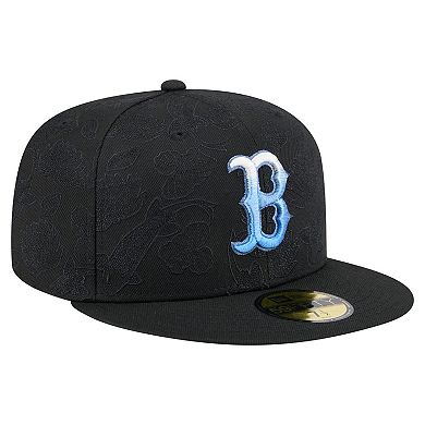 Men's New Era Black Boston Red Sox Tonal Koi 59FIFTY Fitted Hat