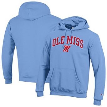 Men's Champion Light Blue Ole Miss Rebels Arched Logo Fleece Pullover Hoodie