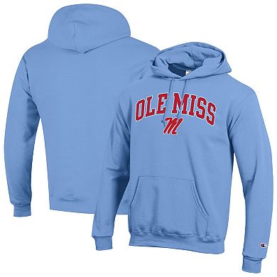 Men's Champion Light Blue Ole Miss Rebels Arched Logo Fleece Pullover Hoodie