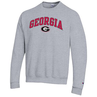 Men's Champion Heather Gray Georgia Bulldogs Arch Over Logo Pullover Sweatshirt