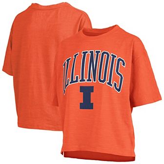 Women's Pressbox Orange Illinois Fighting Illini Nelson Arch Over Logo Waist Length Oversized Slub T-Shirt